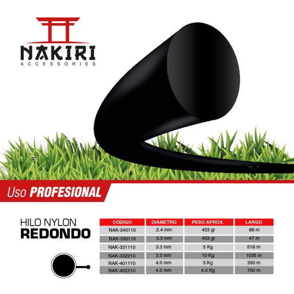 Nylon Redondo Negro NAKIRI 10 Kg
